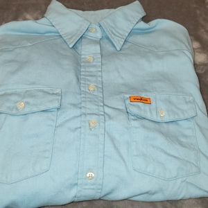Ladies Sky Blue FRC Button down top